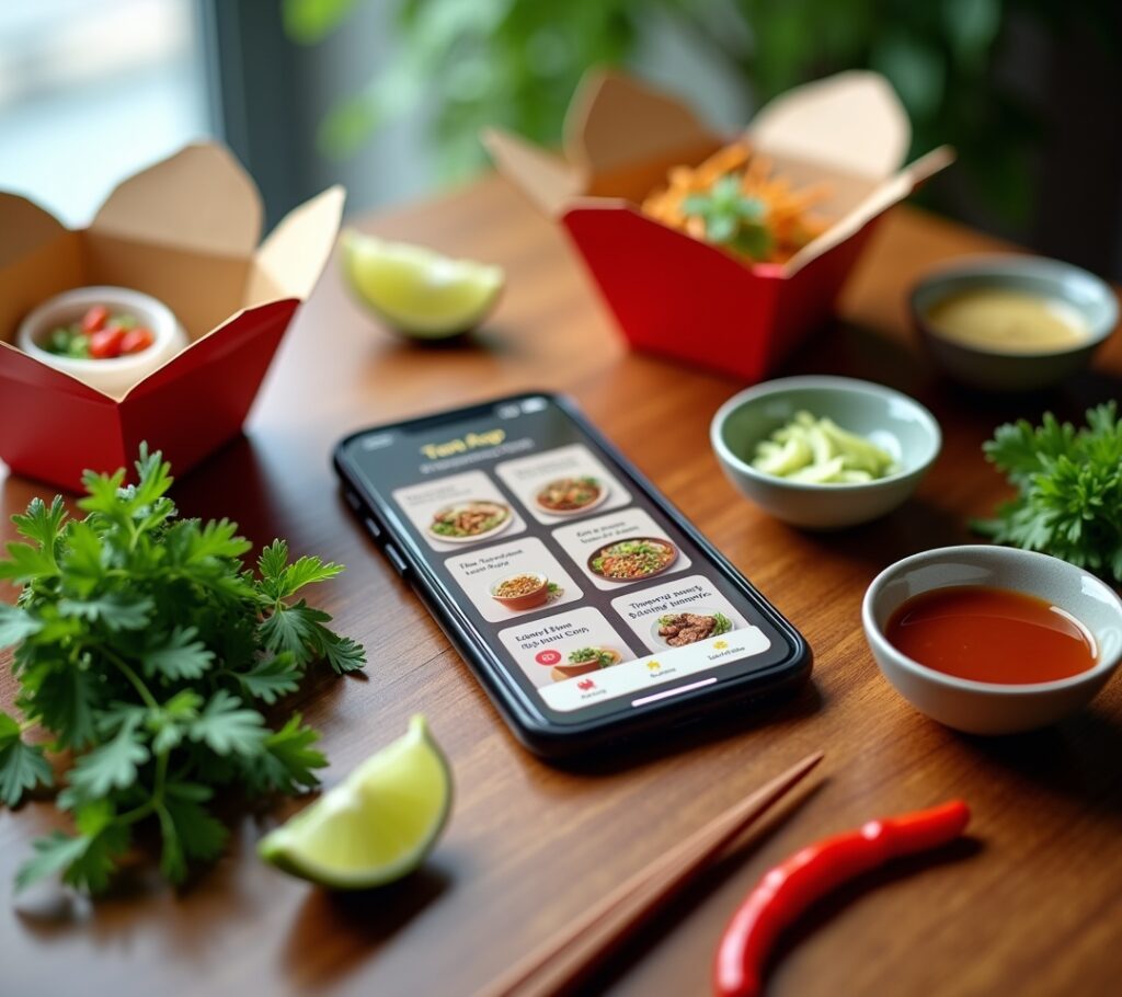 Phone showing delivery app interface
